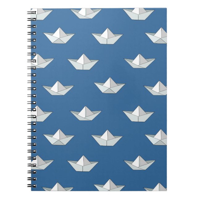 Cuaderno Barcos Origami En El Patrón Del Agua (Frente)