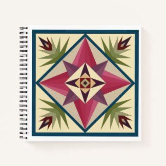 Cuaderno Barn Quilt Block Notebook in Pinks and Purples