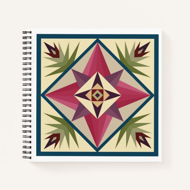 Cuaderno Barn Quilt Block Notebook in Pinks and Purples (Anverso)