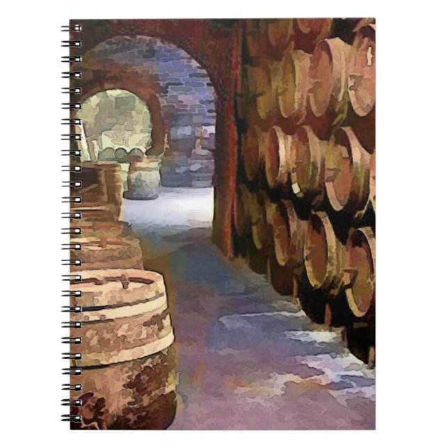 Cuaderno Barriles de vino en la bodega (Frente)