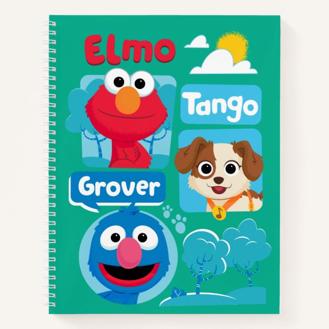 Cuaderno Barrio Sésamo | Gráfico Elmo, Tango y Grover Park (Anverso)
