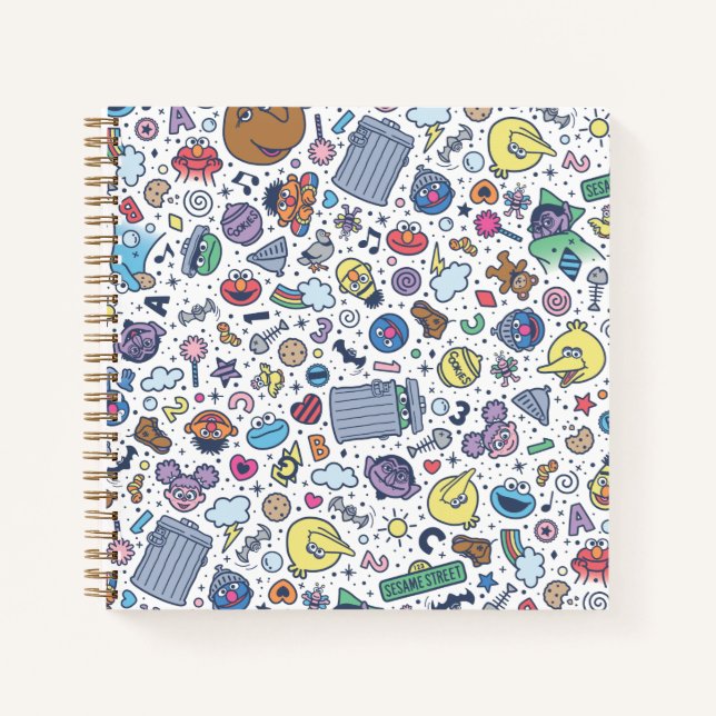 Cuaderno Barrio Sésamo | Patrón de Doodle de Sesame Pals (Anverso)