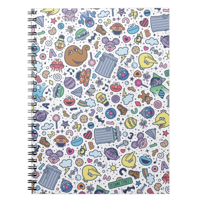 Cuaderno Barrio Sésamo | Patrón de Doodle de Sesame Pals (Frente)