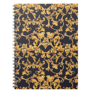 Cuaderno Barroco dorado, patrón de hojas de desplazamiento.