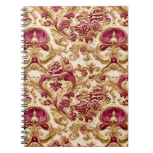 Cuaderno Barroco Floral de Lujo Dorado y Burdeos