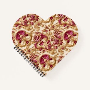 Cuaderno Barroco Floral de Lujo Dorado y Burdeos