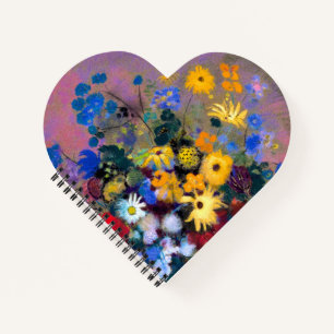 Cuaderno Base blanca con flores Odilon Redon
