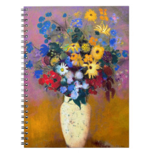 Cuaderno Base blanca con flores Odilon Redon