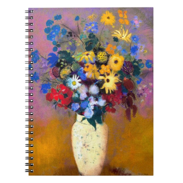 Cuaderno Base blanca con flores Odilon Redon (Frente)