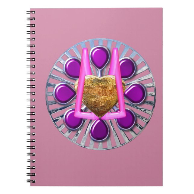 Cuaderno Base del corazón metálico dorado (Frente)
