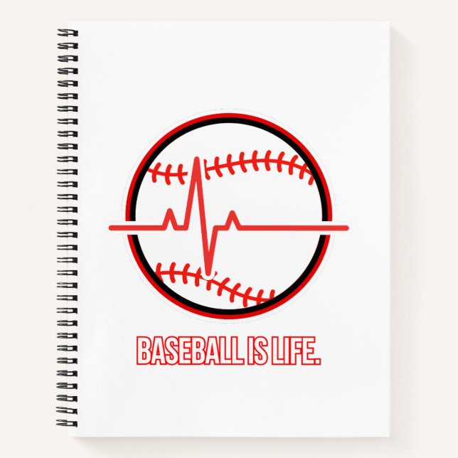 Cuaderno Baseball is Life Heartbeat Pulse Graphic (Anverso)