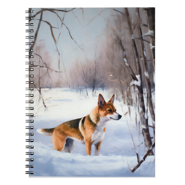 Cuaderno Basenji deja que nieve Navidades (Frente)