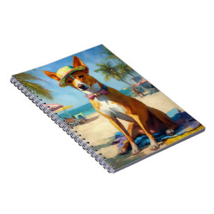 Cuaderno Basenji en la playa, regalo de verano para amantes