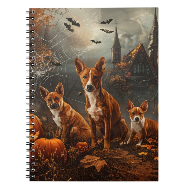 Cuaderno Basenji Halloween Night Doggy Delight (Frente)