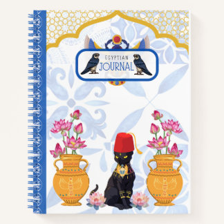 Cuaderno Basha de gato egipcio con bloc de notas en espiral