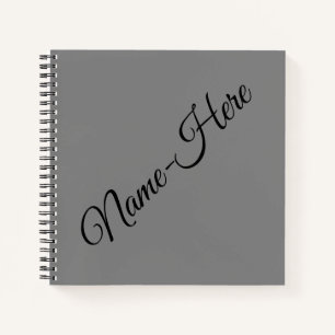 Cuaderno Básico, mínimo, fondo gris con nombre negro