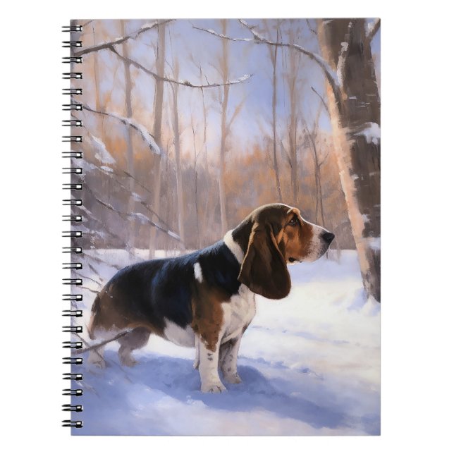 Cuaderno Basset Hound Deja que nieve Navidad (Frente)