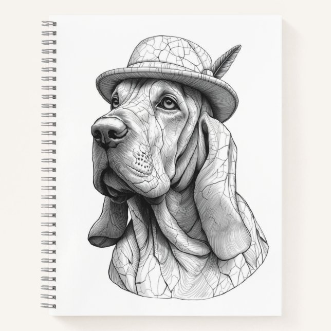 Cuaderno Basset Hound Marble Statue Antique Style Notebook (Anverso)