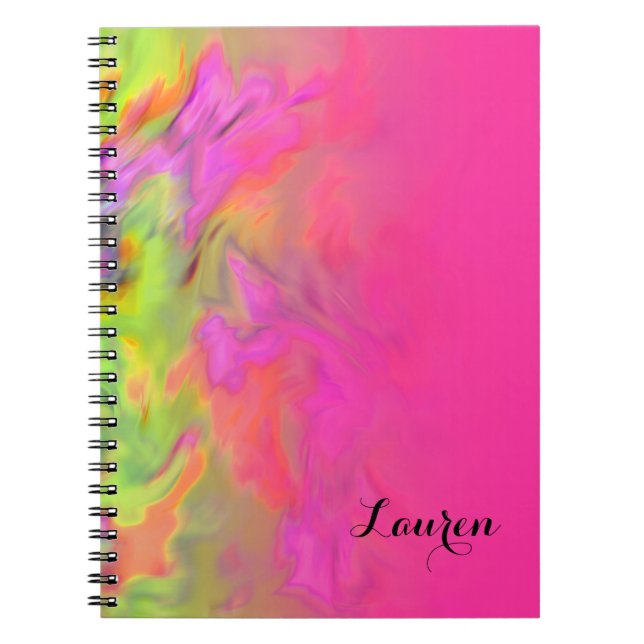 Cuaderno Bat Mitzvah Rosa Caliente y Verde Tye Dye (Frente)