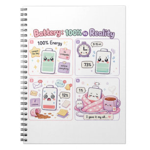 Cuaderno Batería 100% vs Realidad Divertida Batería Baja Ka