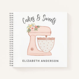 Cuaderno Baterías de panadería mixer de pasteles con flores