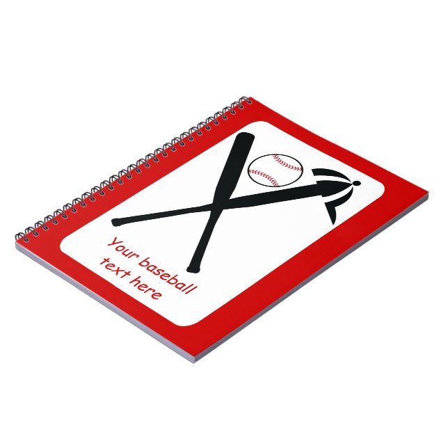 Cuaderno Bates cruzados de béisbol y gorra personalizado ne (Lado Izquierdo)