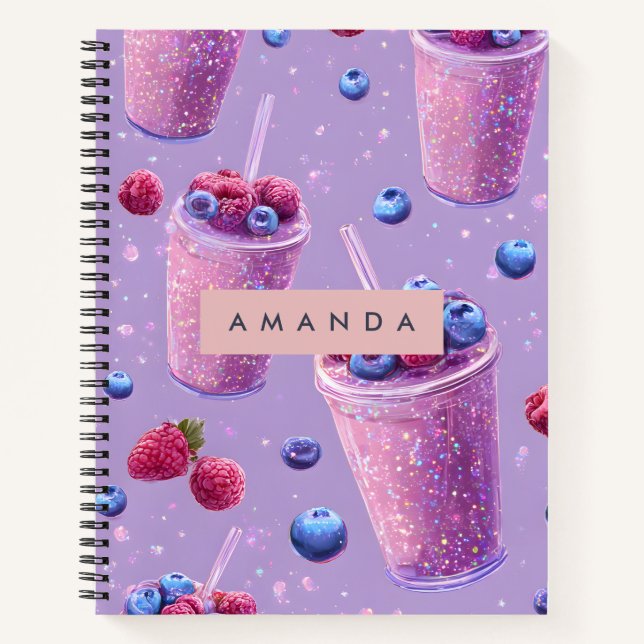 Cuaderno Batido Morado de Personalizado de Bayas Espumosas  (Anverso)