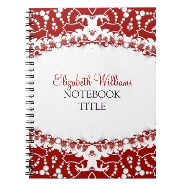 Cuaderno Batik blanco y rojo moderno (Frente)