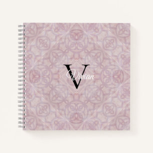 Cuaderno Batik color de agua rosa Monograma Bloc de notas