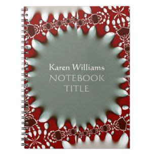 Cuaderno Batik de color rojo plateado abstracto