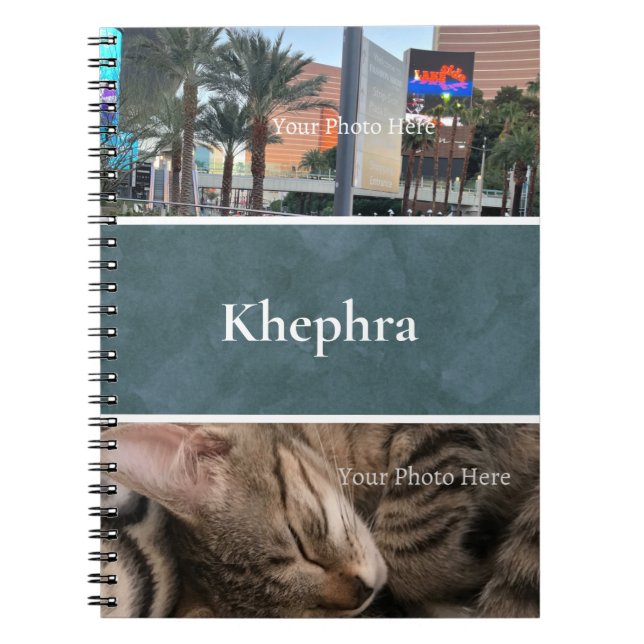 Cuaderno Batik Nombre y bloc de notas de Collage de fotos (Frente)