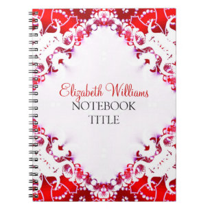 Cuaderno Batik para Batik de diamante blanco y rojo brillan