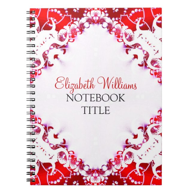 Cuaderno Batik para Batik de diamante blanco y rojo brillan (Frente)
