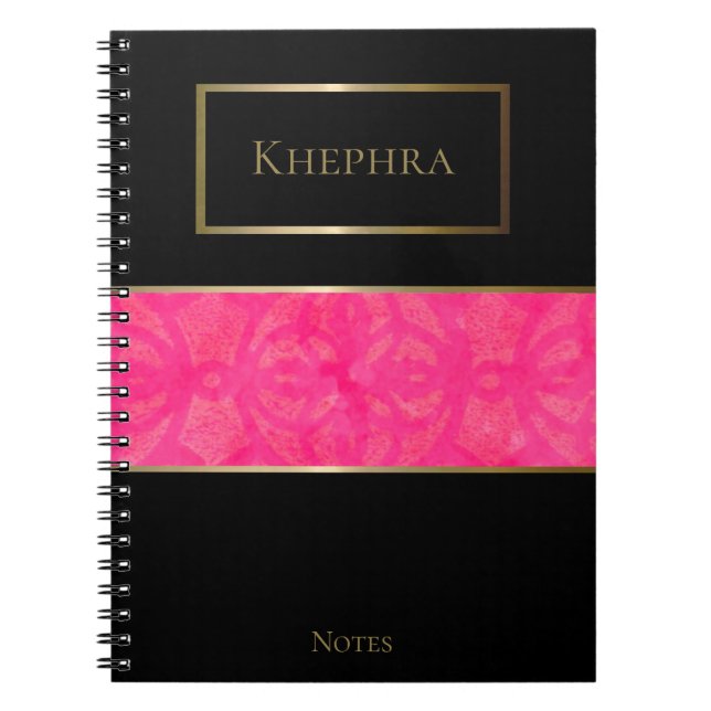 Cuaderno Batik rosa brillante Nombre simple (Frente)