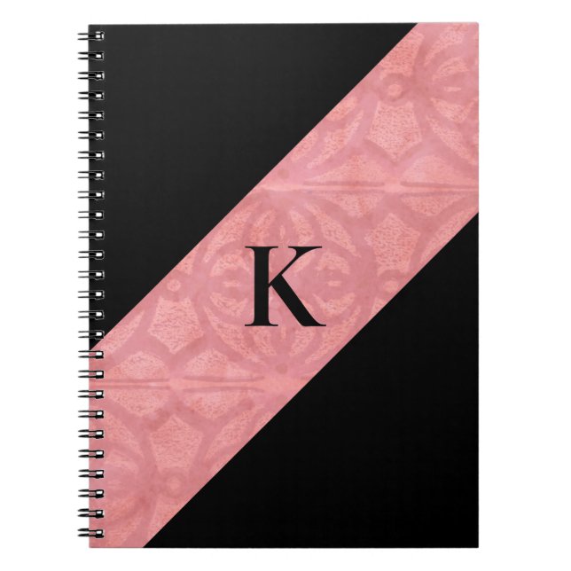Cuaderno Batik rosa de Ruddy y Monogramo negro (Frente)
