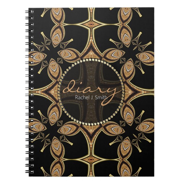 Cuaderno Batik Tribal Butterfly Black Gold Diary Notebook (Frente)