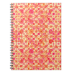 Cuaderno Batik tribal - naranja, rosa coral y fucsia