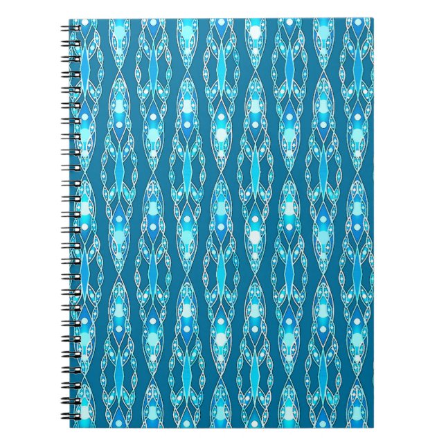 Cuaderno Batik tribal - Ocean Blue y Aqua (Frente)