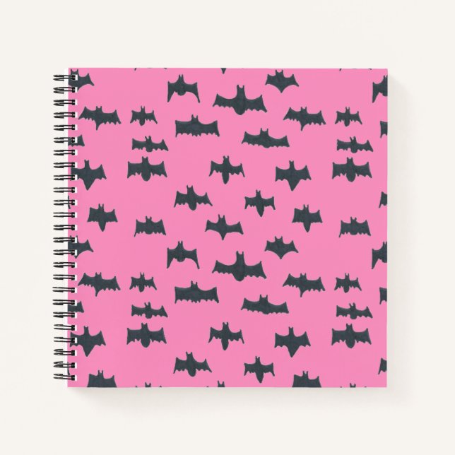 Cuaderno Bats rosados y negros de Halloween (Anverso)