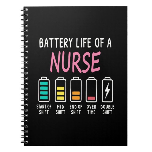 Cuaderno Battery life of a nurse humor chart (Frente)