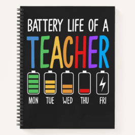 Cuaderno Battery Life of a Teacher Women's Notebook Journal