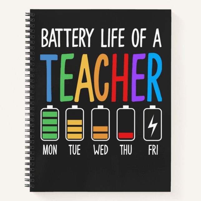 Cuaderno Battery Life of a Teacher Women's Notebook Journal (Anverso)
