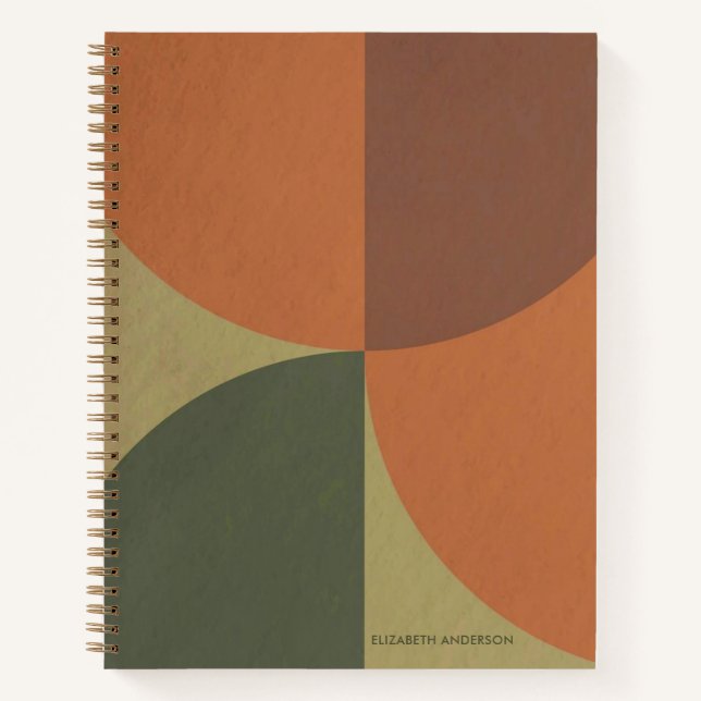 Cuaderno Bauhaus Terracota Verde Abstracto Personalizado (Anverso)