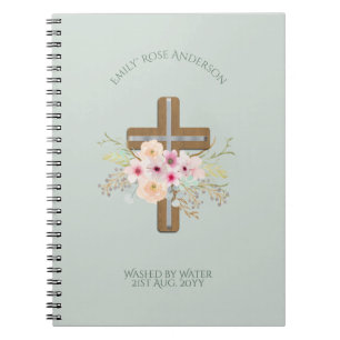 Cuaderno Bautismo adulto lavado con agua personalizada
