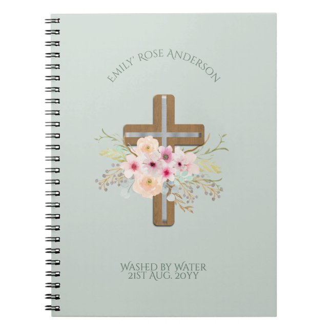 Cuaderno Bautismo adulto lavado con agua personalizada (Frente)