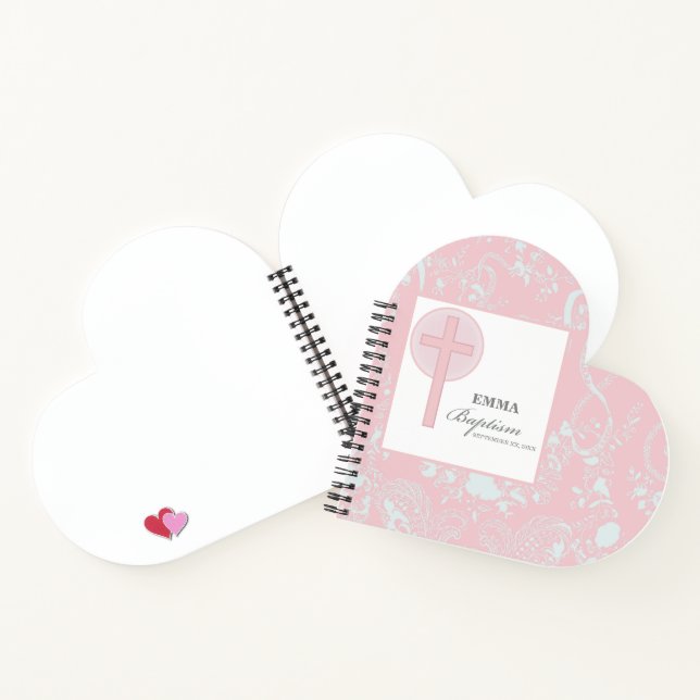 Cuaderno Bautismo Chica de encaje rosa personalizado (Interior)