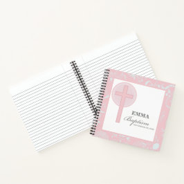 Cuaderno Bautismo Chica de encaje rosa personalizado