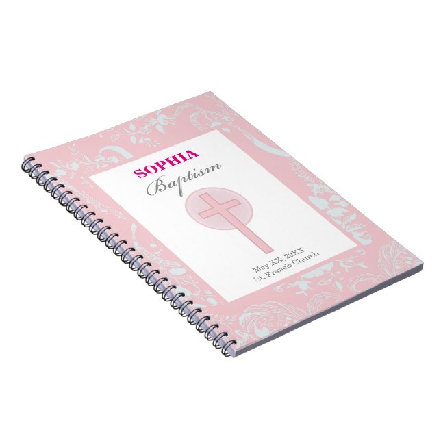 Cuaderno Bautismo Chica de encaje rosado (Lado Derecho)