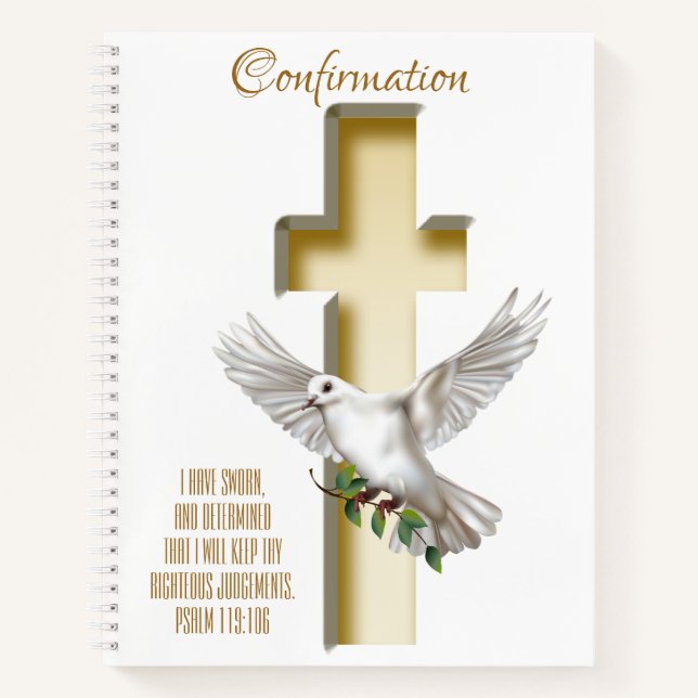 Cuaderno Bautismo de confirmación de Dove Cross Scripture (Anverso)