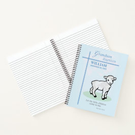 Cuaderno Bautismo de nieto Cordero azul personalizado